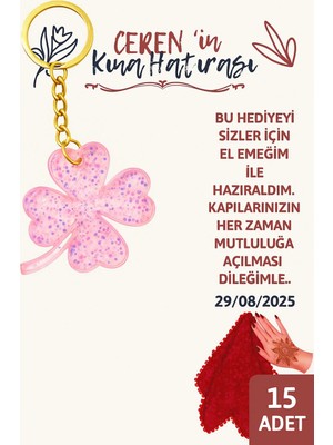 LMS Gift Kına Gecesi Hediyelik Yonca Anahtarlık – Epoksi – Nişan Söz Nikah Hatırası 15 Adet
