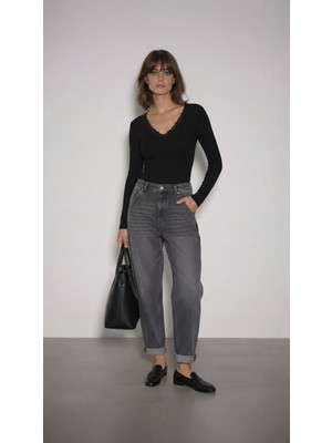 Babokah Dantel V Yaka Uzun Kol Bluz