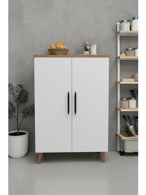 Msy Home Oria 3 Raflı 2 Kapaklı Çok Amaçlı Dolap Mutfak Dolabı Banyo Dolabı