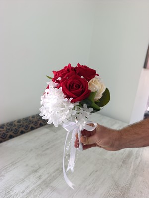 Ceku Home Tasarım Güllü Incili Gelin Buketi, Nişan Çiçeği, Nikah Çiçeği, Gelin Çiçeği