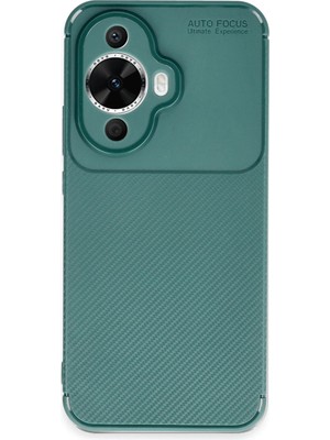 Mey Ithalat  Huawei Nova 12S Kılıf Auto Focus Karbon Kapak - Koyu Yeşil