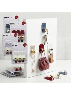 LUXMON Gold Uçlu Kendinden Yapışkanlı Plastik Duvar Askısı 3 Adet