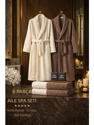 8 Parça %100 Pamuk Üretim Premium Lüks Bornoz Seti Özel Çantalı