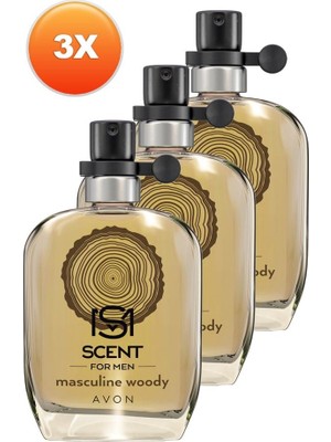Avon Scent Masculine Woody 30 ml EDT Erkek Parfüm Üçlü Set Odunsu Koku