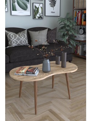 Remaks Londra Orta Sehpa Oval Şekil Ağaç Malzeme Beyaz Renk 91x46 cm Modern Tasarım