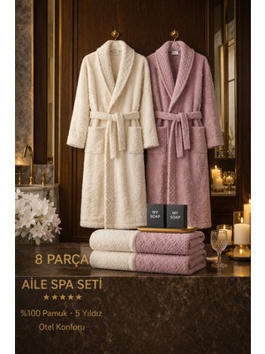 8 Parça %100 Pamuk Üretim Premium Lüks Bornoz Seti Özel Çantalı