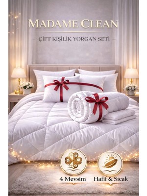 Madame Clean Çift Kişilik Antialerjik Lüx Microfiber Yorgan + 2 Adet 800 gr Boncuk Slikon Yastık Seti