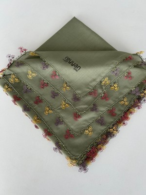 Reyyan El Emeği Iğne Oyalı Yazma El Işi Tülbent Yemeni 100X100 cm