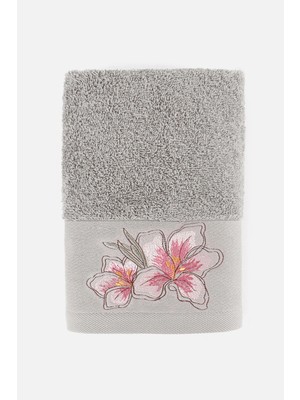 Ellia Soft Pamuk Sarmaşığı %100 Saf Pamuk Serisi, Günlük Kullanım, Çeyizlik Yüz Havlusu 50X100 cm Gri