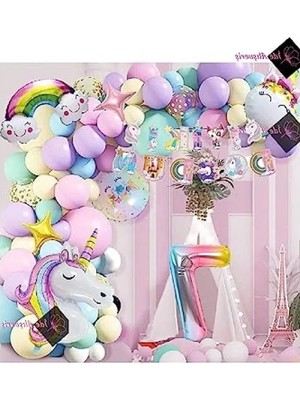 Esranın Dünyası Unicorn Temalı Doğum Günü Parti Kutlama Seti
