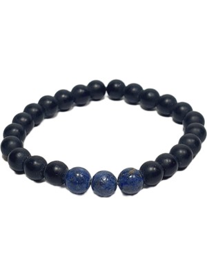 JTSS26BLK1813 Ceyt Onyx Hematit Doğaltaş Esnek Lacivert Siyah 8 mm Garantili Janti Bileklik