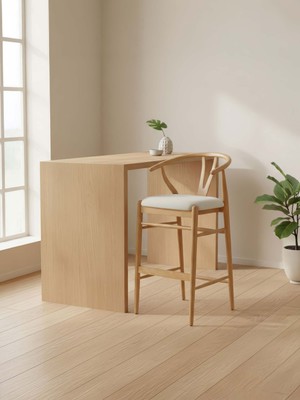 Gazzini Furniture Windsor Iskandinav Ahşap Bar Sandalyesi