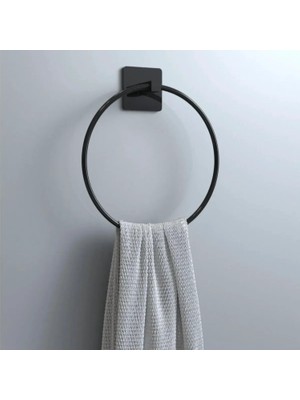 Vice Avm Kendiliğinden Yapışkanlı Siyah Paslanmaz Metal Yuvarlak Havluluk GO53/00641