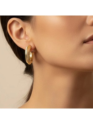 Xupıng Jewelry Çizgi Desenli Halka Küpe