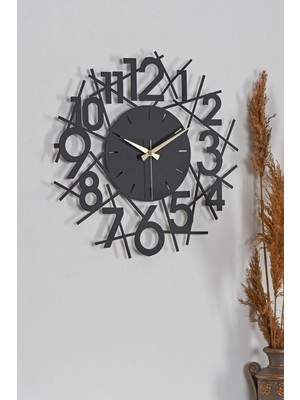 Muyika Metal Siyah Duvar Saati 41x41 cm Yuvarlak Şekil Modern Tasarım 1.2 mm Kalınlık Mds-41