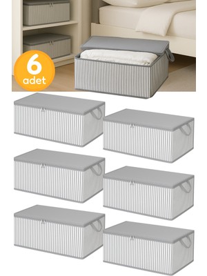 PremiumPort 6'lı Antrasit Çizgili Büyük Boy Baza Altı ve Çekyat Tipi Hurçler