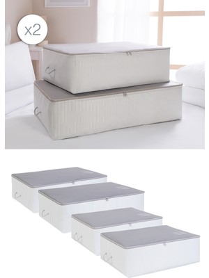 PremiumPort 4'lü Gri Yatak Altı Yastık ve Yorgan Seti, Konfor ve Şıklık Sunar