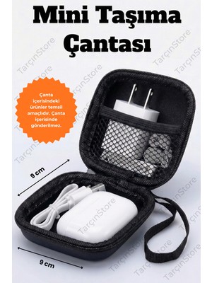 PremiumPort Mini Taşıma Çantası, Kulaklık ve Kablo Düzenleyici, 9x9 cm