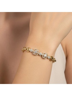 Xupıng Jewelry 14 Ayar Altın Kaplama, Hipnoz Model Zirkon Taşlı Bileklik