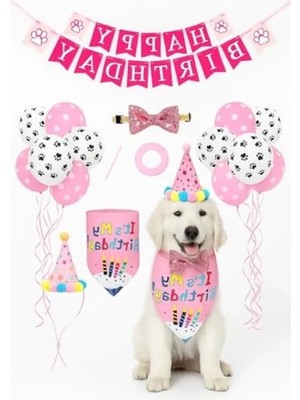 Esranın Dünyası Evcil Hayvan Doğum Günü Seti - Bandana, Parti Şapka ve Afiş ile Eğlenceli Kutlama