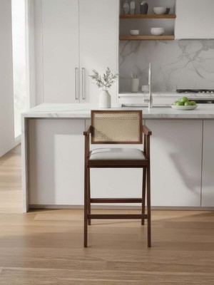 Gazzini Furniture Luna Hazeranlı Ahşap Bar Sandalyesi