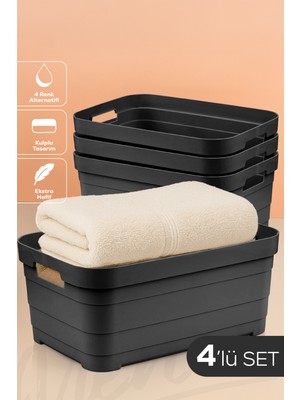 PremiumPort Set, 4'lü Saklama Kutusu, 10,8 Litrelik, Antrasit Renkli