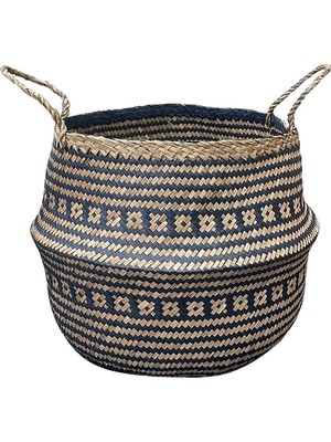 PremiumPort Lacivert Hasır Sepet, 42X35 Cm, Şık ve Kullanışlı Ev ve Ofis Dekoru