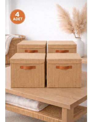 PremiumPort 4'lü Dolap Içi Çamaşır Oyuncak Saklama Kutusu 30X30X30CM