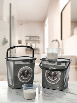 PremiumPort 2'li Ölçek Kaplı Deterjan Saklama Kutusu Seti, 5 Litre, Hediye Kaplı