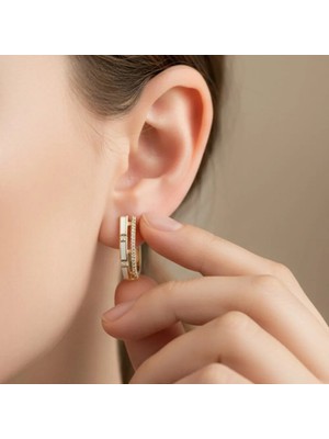 Xuping Jewelry Stil Incisi/xupıng Jewelry Oval Beyaz Zirkon Taşlı Küpe