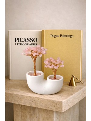 Home Pembe Kuvars Doğal Taş Aşk ve Sevgi Ağacı | El Yapımı Dekoratif Masaüstü Biblo