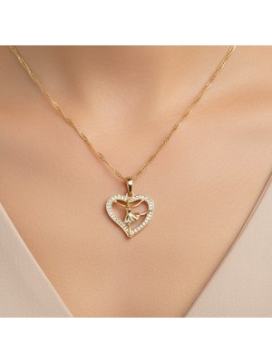 Xupıng Jewelry 14 Ayar Altın Kaplama, Kalpli Balerin Kolye