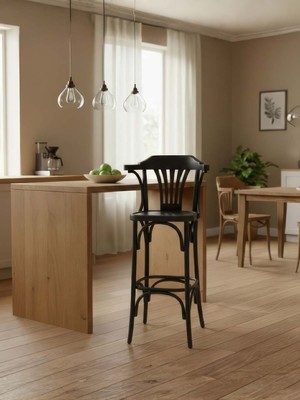 Gazzini Furniture Thonet Kolçaklı Ahşap Bar Sandalyesi