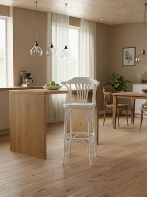Gazzini Furniture Thonet Kolçaklı Ahşap Bar Sandalyesi