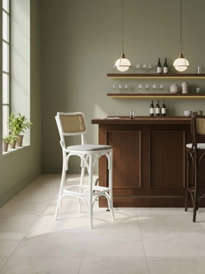 Gazzini Furniture Sofa Hazeranlı Ahşap Bar Sandalyesi