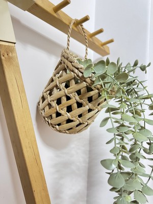 PremiumPort Doğal El Yapımı Çok Amaçlı Hasır Saksı, Dekoratif ve Şık Tasarım