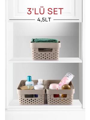 PremiumPort 3'lü Çok Amaçlı Düzenleyici Sepet, 4,5lt, Pratik ve Şık Tasarım