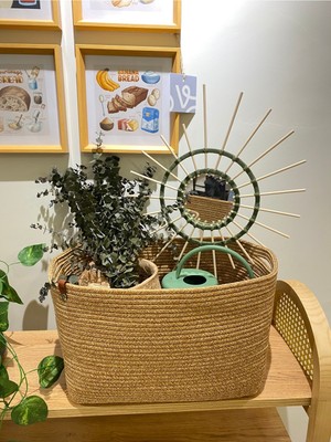 PremiumPort Dikdörtgen Jüt Hasır Görünüm Düzenleyici Sepet, Şık ve Çok Amaçlı