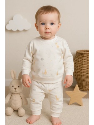 LTG Nova Zürafa Desenli 2 Parça Erkek Bebek Takım % 100 Pamuk