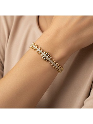 Xupıng Jewelry 14 Ayar Altın Kaplama, Kelebek Model Zirkon Taşlı Bileklik