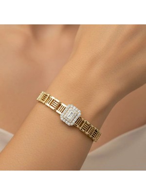 Xupıng Jewelry 14 Ayar Altın Kaplama,baget  Zirkon Taşlı Bileklik