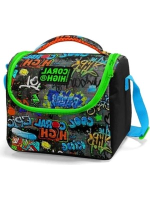 Esranın Dünyası Yalıtımlı Erkek Çocuk Beslenme Çantası - Siyah ve Yeşil
