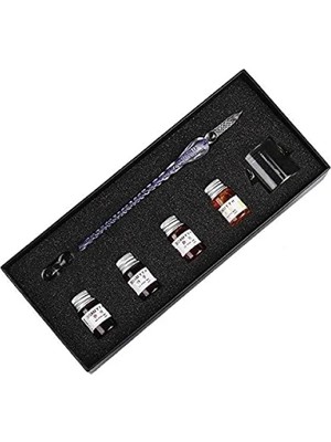 Esranın Dünyası El Yapımı Cam Dolma Kalem Kaligrafi Seti - 4 Mürekkepli