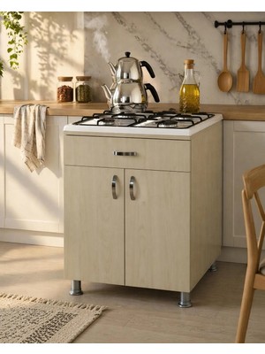 BMD Set Altı Ocak Dolabı Meşe 60x58x85 cm Ölçüler Akçaağaç Renk Modern Tasarım