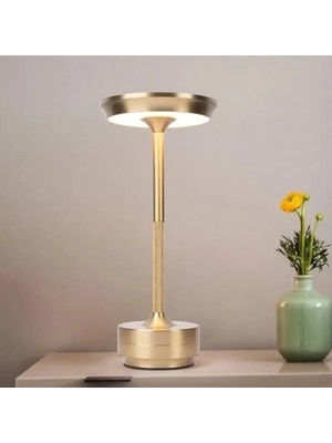 Esranın Dünyası Şarjlı Dimmerli Metal Kasa Masa Lambası, 3 Renk Işıklı