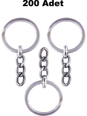 Orhan Çanta 200 Adet Gümüş Ezme Anahtarlık Halkası - 2.5 cm Nikel Metal Halka Zincirli Montaj Seti - Modern Makrome Aparatı