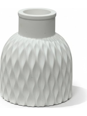 Artnest Modern Tasarım Beyaz Dokulu Dekoratif Vazo, Hediyelik, Minimalist Ev Dekoru, Masa Dekoru