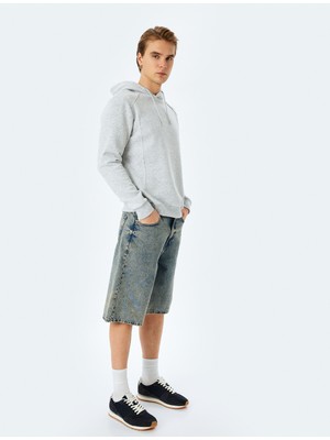 Koton Reglan Kollu Pamuk Karışımlı Kapşonlu Şardonlu Dikiş Detaylı Basic Hoodie