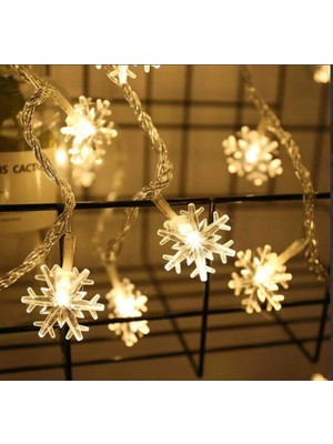 Hayat Store Kar Tanesi 5m 28 LED Gün Işığı Kar Tanesi:4cm Pilli 2 Kademeli