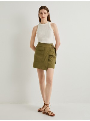 Koton Mini Kargo Etek Toka Detaylı Cepli Pamuklu Normal Bel